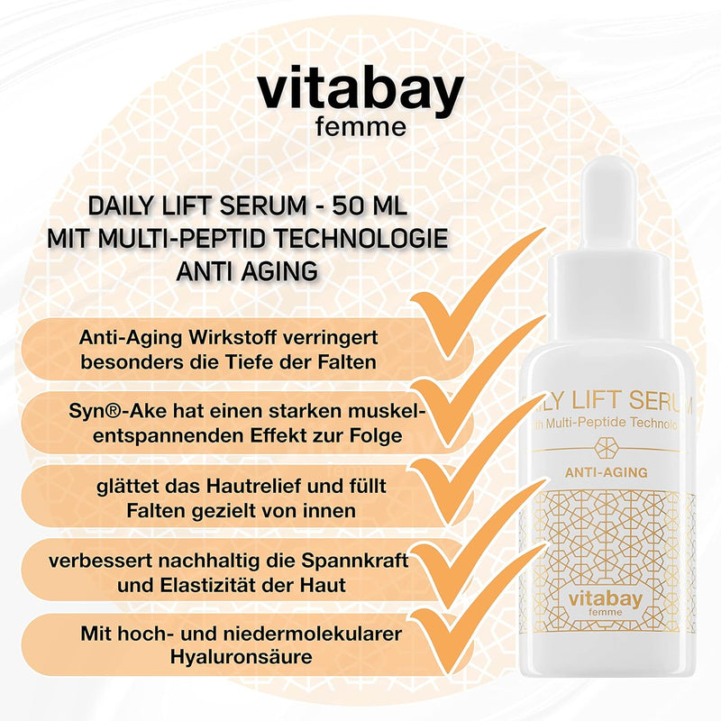 Vitabay Daily Lift Serum 50 ml • Mit Multi-Peptid Technologie für starken Lifting- und Anti-Aging Ef