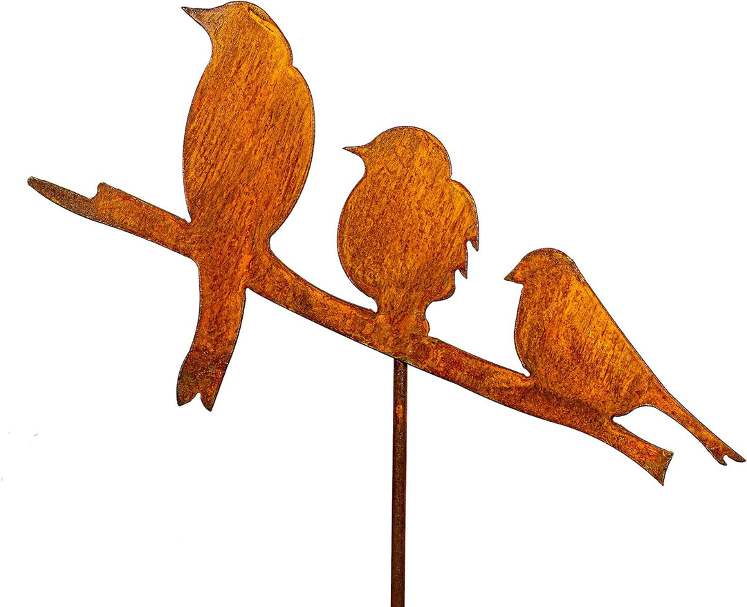 Blümelhuber 3 Vögel auf Stange Edelrost Gartenstecker 114cm Rost Gartendeko