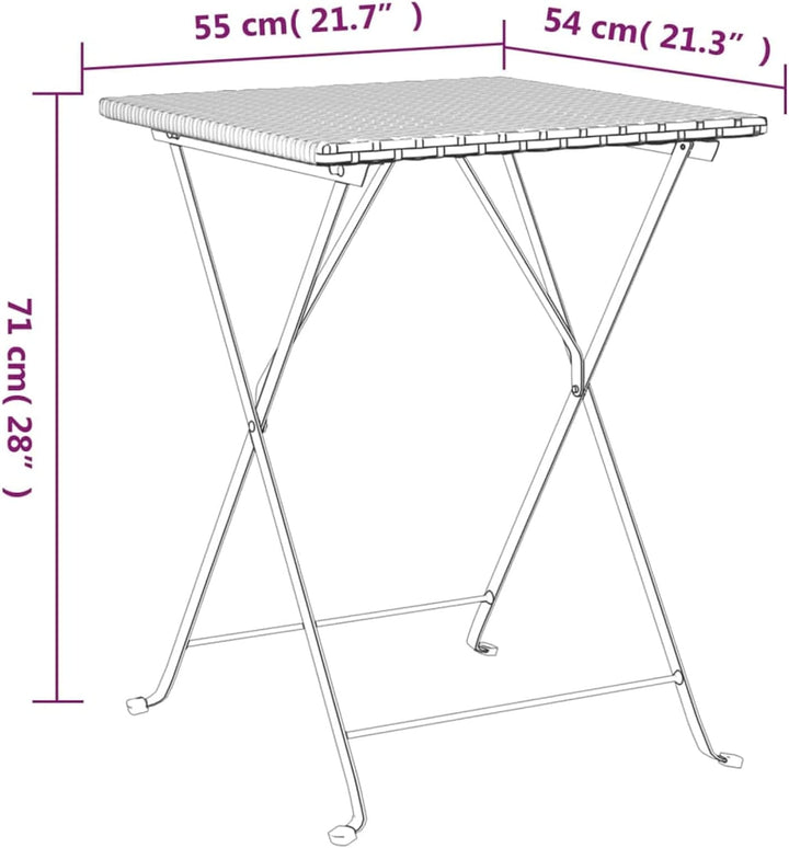 Yolola 3tlg Balkonmöbel Terrassenmöbel Bistro Set 2X Bistrostuhl Klappbar Poly Rattan + Bistrotisch