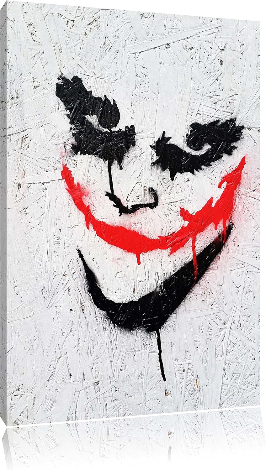 Pixxprint Joker Format: 100x70 auf Leinwand, XXL riesige Bilder fertig gerahmt mit Keilrahmen, Kunst