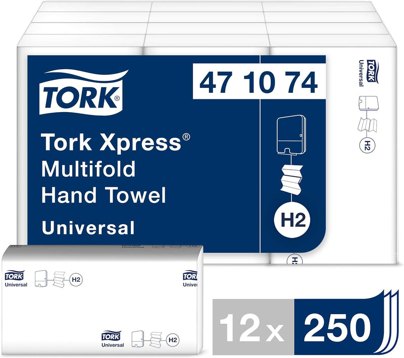 Tork Xpress Multifold Papierhandtücher 471074 - H2 Universal Falthandtücher für Handtuchspender - me