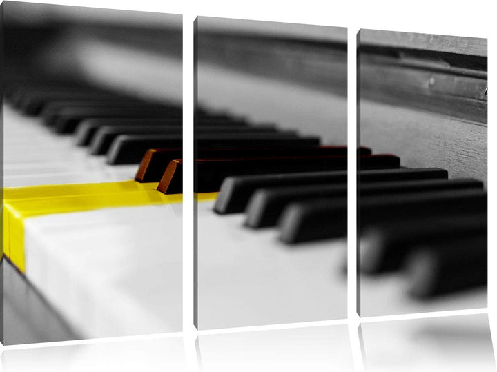 schönes Klavier mit gelben Tasten schwarz/weiss 3-Teiler Leinwandbild 120x80 Bild auf Leinwand, XXL