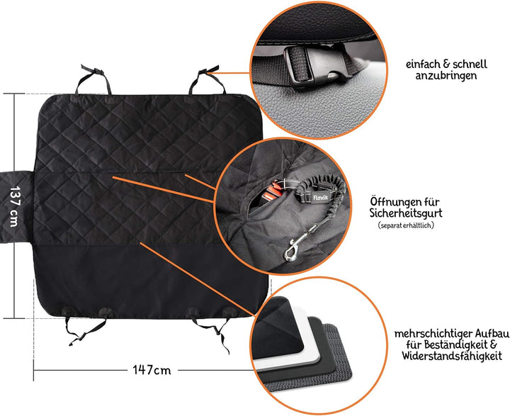 Floxik Hundedecke für jedes Auto – Premium Hunde Autoschondecke für die Rückbank inklusive Seitensch