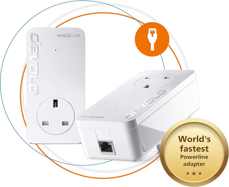 Devolo Magic 2-2400 LAN Starter Kit: Stabiles Home Working, Powerline Starter Kit bis zu 2400 Mbps f