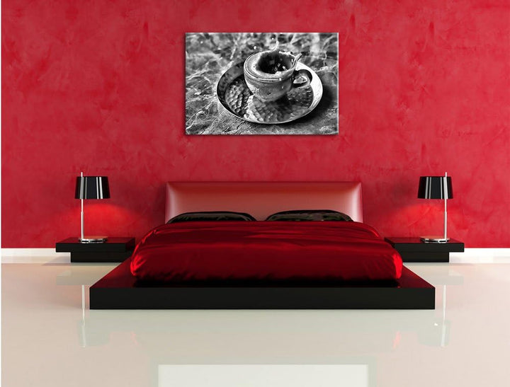 Pixxprint Kaffee spritzt aus Tasse als Leinwandbild/Grösse: 100x70 / Wandbild/Kunstdruck/fertig besp