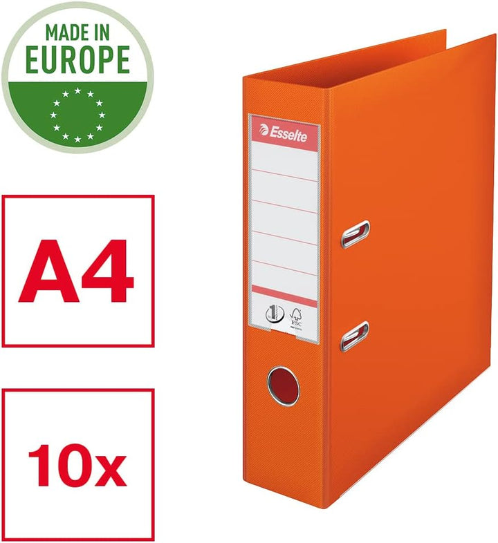 Esselte Plastik-Ordner (zur Archivierung, Plastik, A4, 7,5 cm Rückenbreite, No.1) orange, 10 Stück B