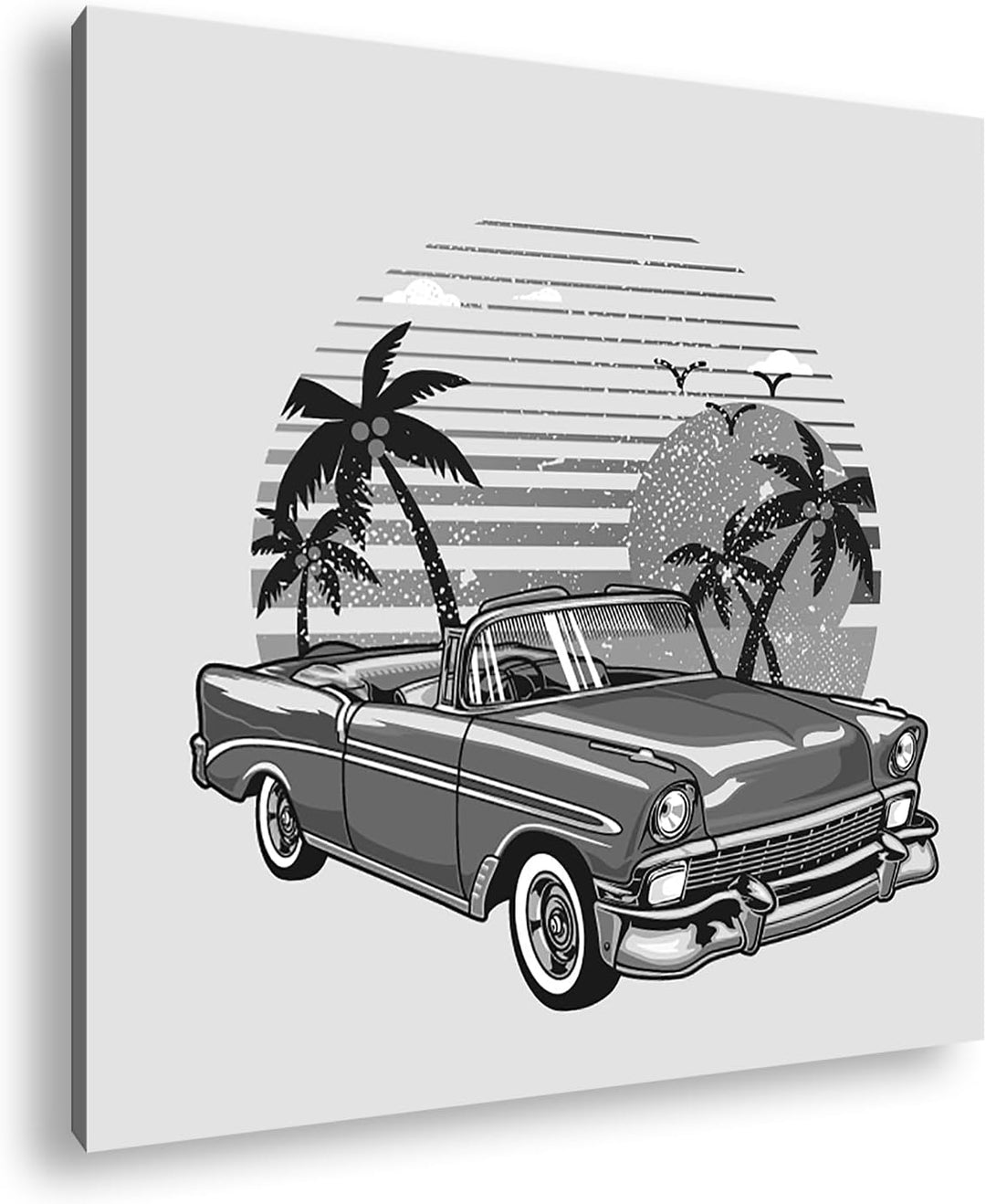 deyoli Antikes Auto im Format: 70x70 Effekt: Schwarz&Weiss als Leinwandbild, Motiv auf Echtholzrahme