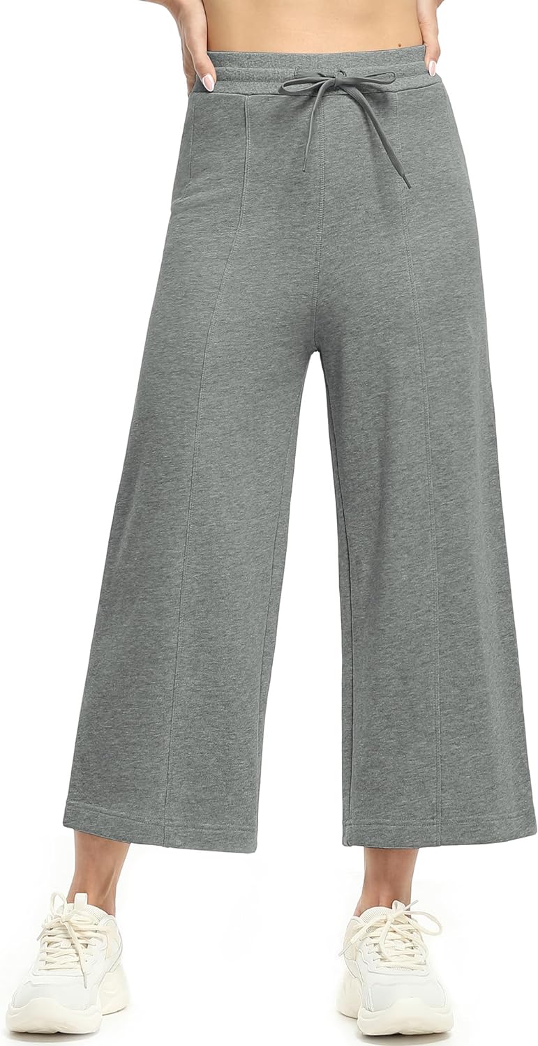 icyzone Damen Warme Gefütterte Jogginghose Thermo Fleece Cropped Sweathose Winter Verdickte Laufhose