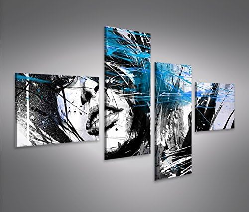 islandburner Bild Bilder auf Leinwand Street Art Blue 4L XXL Poster Leinwandbild Wandbild Dekoartike