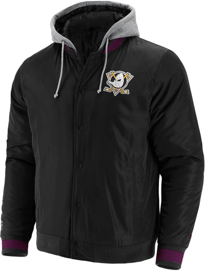 Fanatics Anaheim Ducks Black NHL Sateen Jacket M Jacket-Ducks-Black-#27617, M Jacket-Ducks-Black-#27