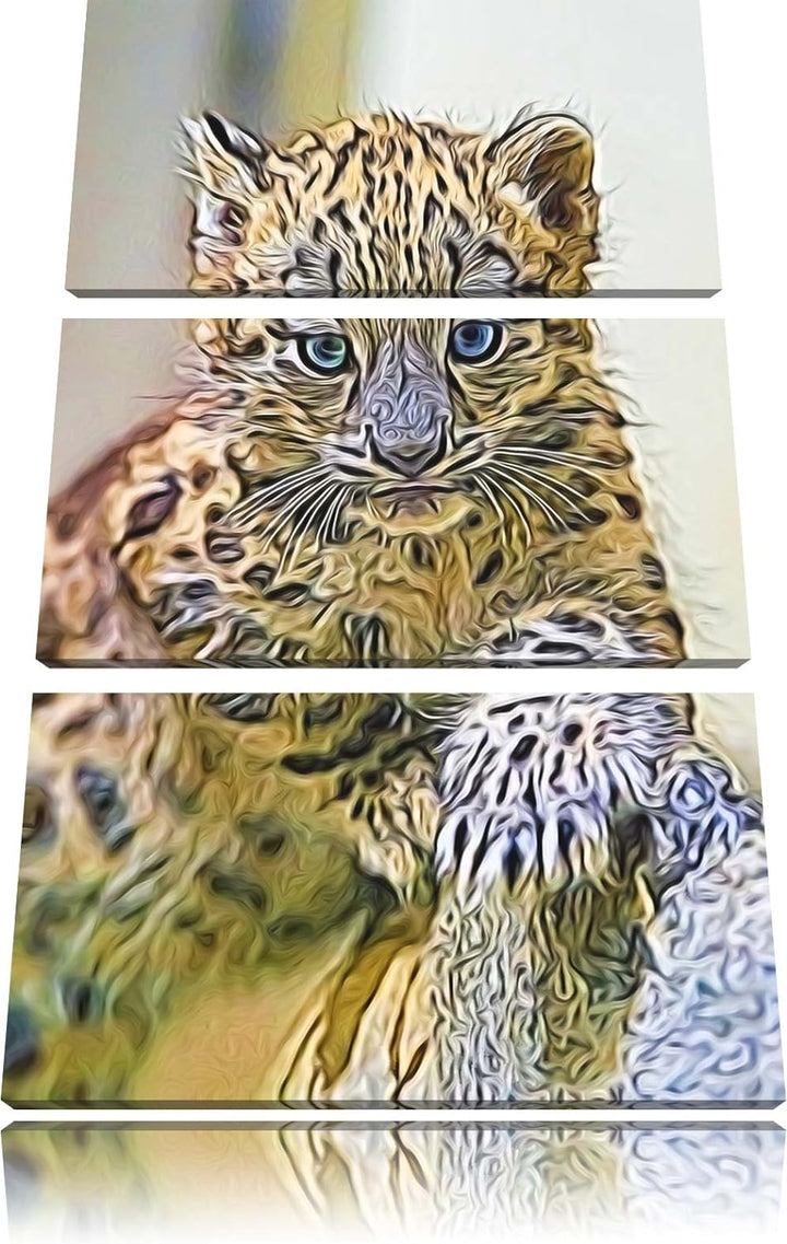 Leopardenjunges beim Klettern Spezial 3-Teiler Leinwandbild 120x80 Bild auf Leinwand, XXL riesige Bi