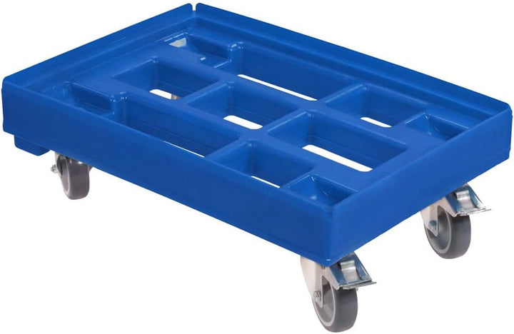 4 Stück Hygiene Transportroller für Kisten 60 x 40 cm mit 2 Bremsen in blau