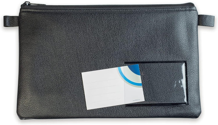 10-er Pack effektivo Banktasche mit Reissverschluss und Fenster zur Beschriftung, Kunstleder schwarz