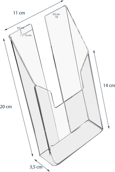 HMF 46841 Wand Prospekthalter aus Acryl | 10 Stück | DIN A6 Hochformat | Transparent 10 Stück DIN A6