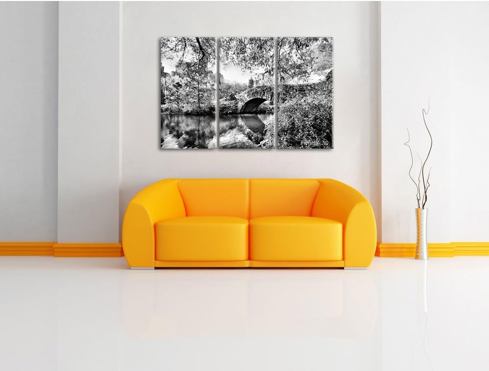 Pixxprint Brücke im Central Park als Leinwandbild/Grösse: 3 Teilig (120x80 cm) cm/Wandbild/Kunstdruc