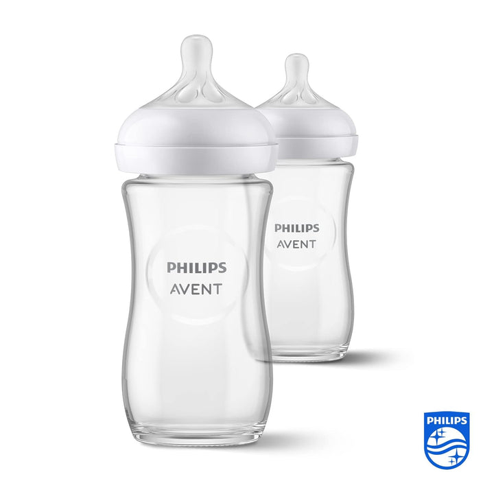 Philips Avent Glasflasche Natural mit Responsivem Schnuller 240ml, 2 Stück (Modell SCY933/02)