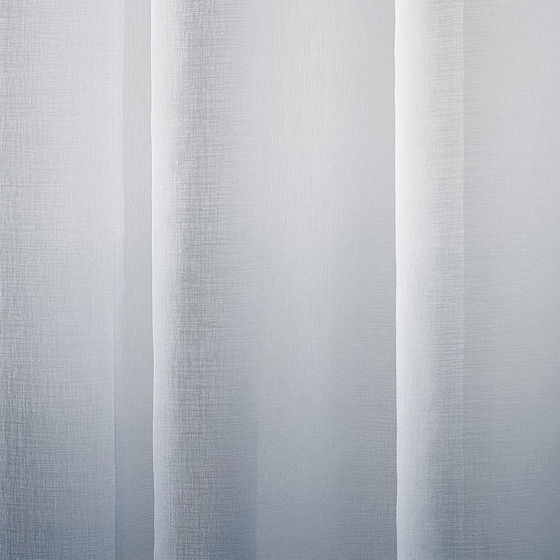 MRTREES Voile Gardinen Farbverlauf Leinenoptik Transparent Vorhang Kurz Tüllvorhang mit Ösen in Grau