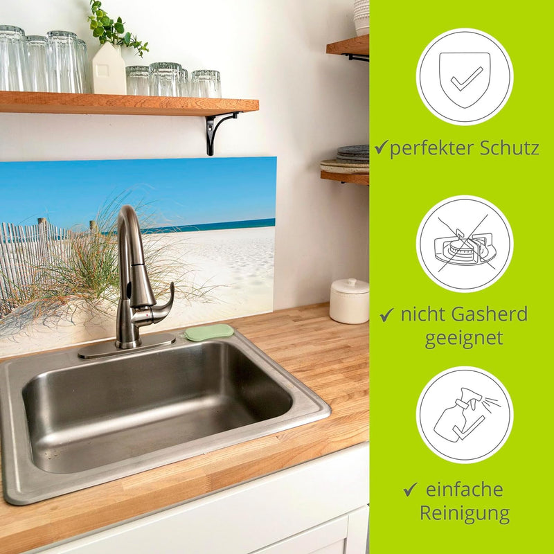 ARTland Spritzschutz Küche aus Alu für Herd Spüle 80x55 cm (BxH) Küchenrückwand mit Motiv Natur Stra