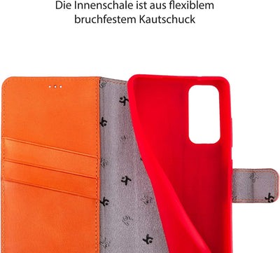 Suncase Book-Style Hülle kompatibel mit Samsung Galaxy S20 FE Leder Tasche (Slim-Fit) Lederhülle Han