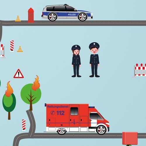 Wandkings Einsatzfahrzeuge Wandsticker Megapack Set, 95 Aufkleber, Gesamtfläche 260 x 70 cm