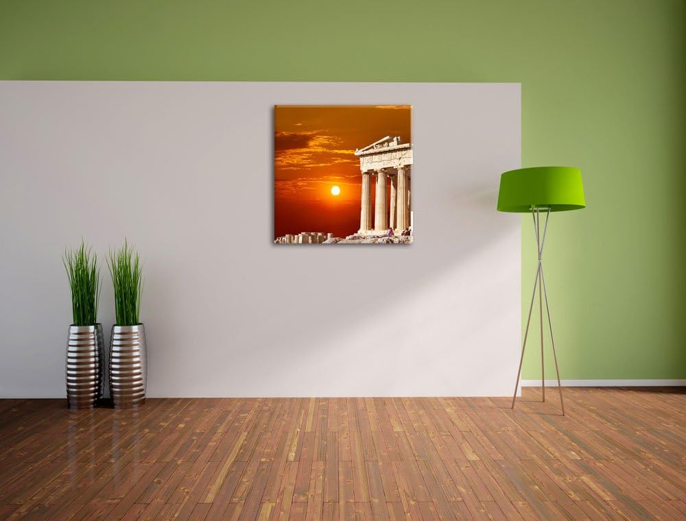 Pixxprint Tempel der Athene bei Sonnenuntergang, Format: 70x70 auf Leinwand, 70x70