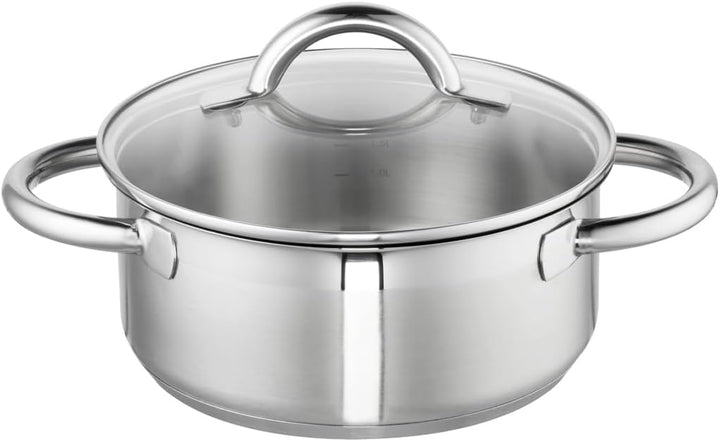 Schulte-Ufer 65009-20 Bratentopf mit Glasdeckel Loop, 20 cm, Edelstahl
