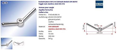 Knebelmuttern M16 | M20 | M24 | A4 Edelstahl ähnlich DIN 80701, M16