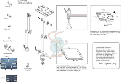 rensi SL-CP Halter mit Tischklemme für 10-13 Zoll Tablet iPad Kindle Tolino Kamera Montage an Tisch