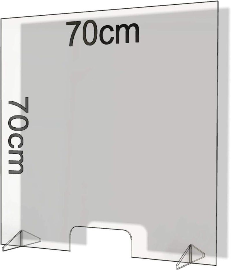 Spuckschutz aus Plexiglas mit 4mm, 70x70cm Virenschutz Hustenschutz Niesschutz, Thekenaufsatz Tischa