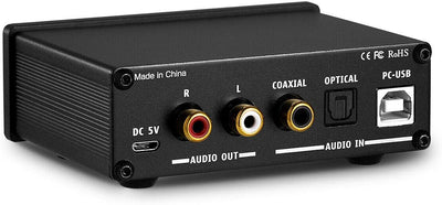 Nobsound Audio Q3 Kopfhörer Verstärker Mini Stereo DAC USB/Optisch/Koaxial zu RCA AUX 24 Bit/192 kHz