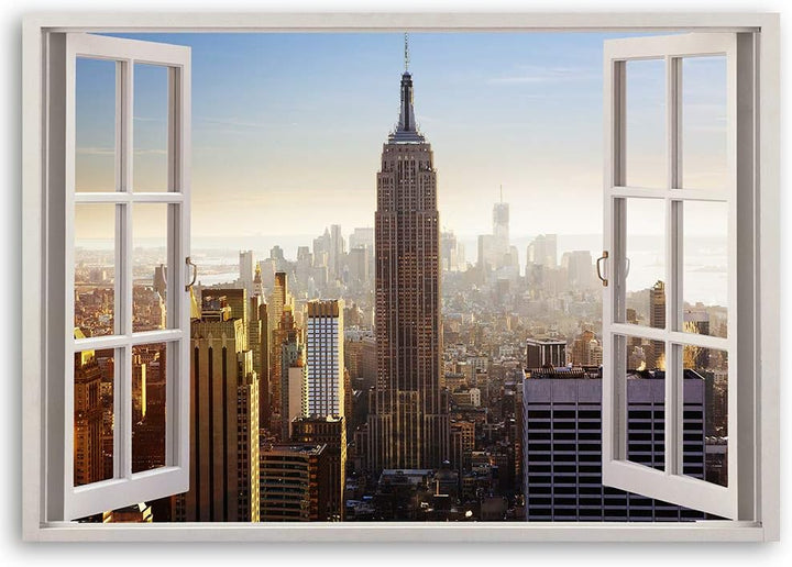 Wandbild 3D Illusion Leinwandbild Empire State Building Braun 90x60 cm Leinwandbild 90x60 cm Braun_e