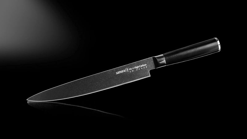 SAMURA MO-V Stonewash Profi Tranchiermesser ultra-scharf, gross, aus japanisch AUS 8 Edelstahl, 23 c