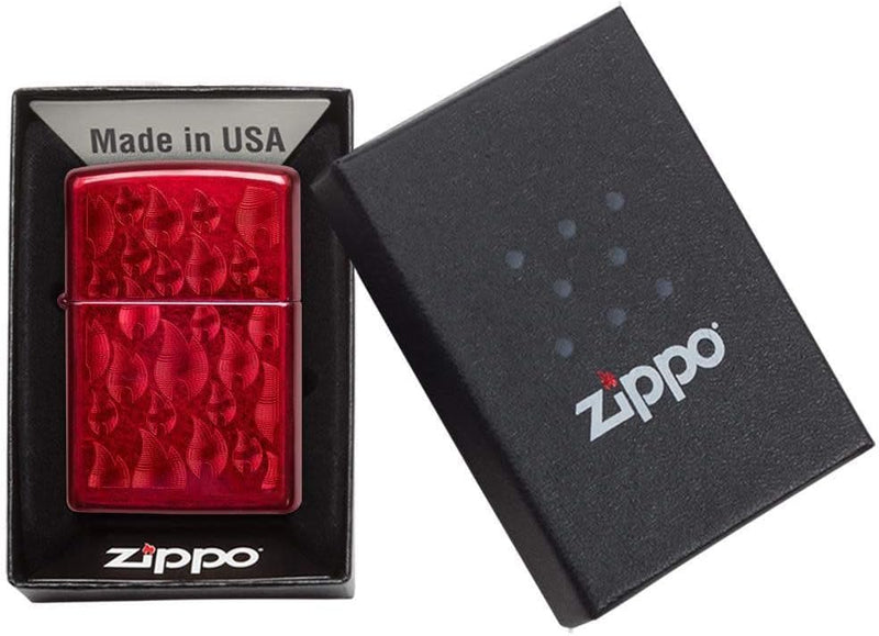 Zippo 29824 Sturmfeuerzeug mit Eisflammen-Design, Unisex, Rot, Rot