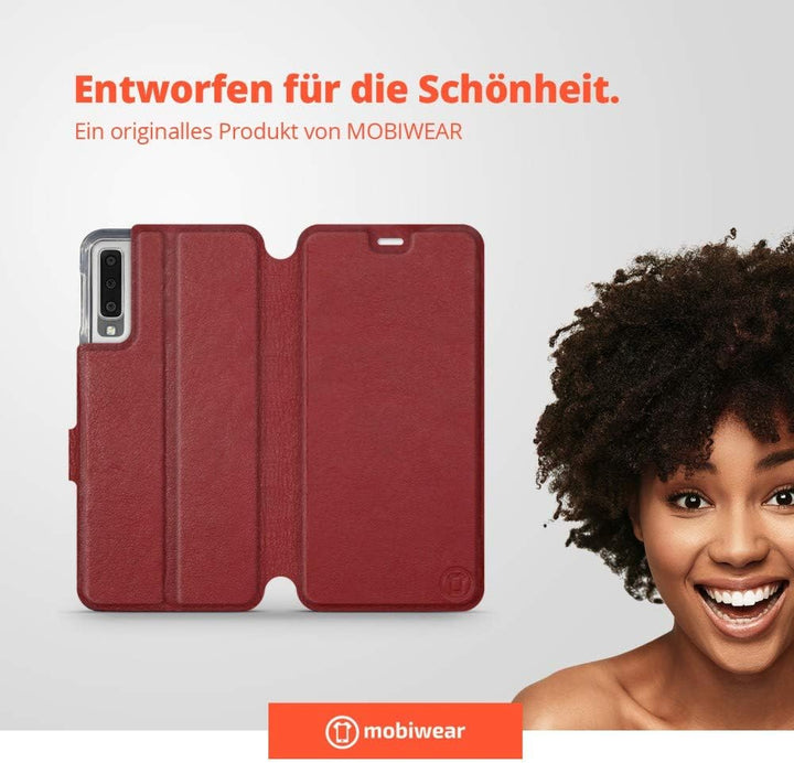 Mobiwear | Echt Lederhülle | Kompatibel mit Samsung Galaxy A7 2018, Made in EU handyhülle, Slim Leat