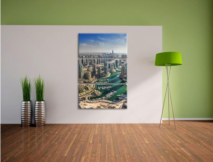Pixxprint Dubai Hotel Burj al Arab / 3-Teilig/Gesamtmass 120cm Leinwandbild bespannt auf Holzrahmen/