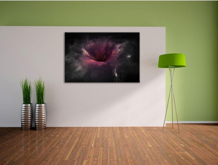 Pixxprint Schwarzes Loch im Weltall als Leinwandbild/Grösse: 100x70 cm/Wandbild/Kunstdruck/fertig be