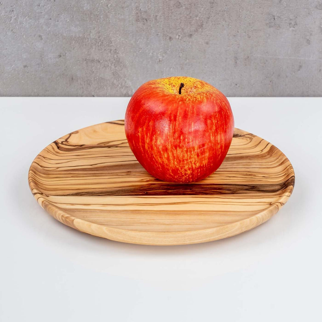 Runder Teller Holz 20x20cm Olivenholz Holzteller Dekoteller Natur Unikat Küche Deko Tischdeko Dekora