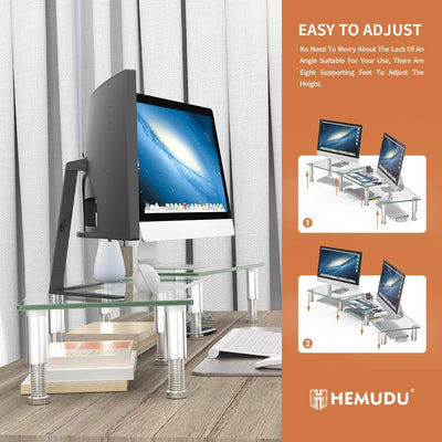 Hemudu Duale Monitor Stand PC-Monitor Ständer mit höhenverstellbarem Multimedia-Tischständer für Fla