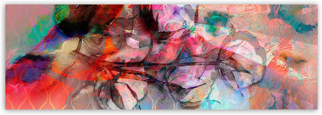 Wandbild XXL Pflanzenmotiv Deko Kunst Bilder Abstraktion mehrfarbig 150x50 cm Deco panel 150x50 cm C
