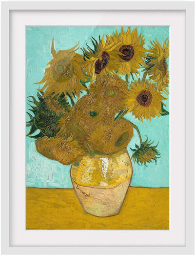 Bild mit Rahmen - Vincent Van Gogh - Vase mit Sonnenblumen - Weiss, 70 x 50 cm 70cm x 50cm Weiss, 70