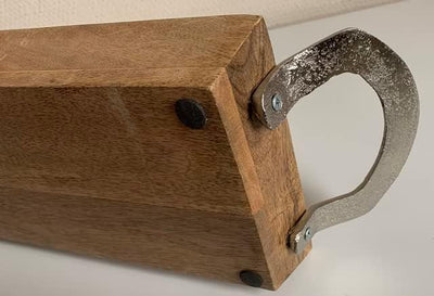 Edles Deko-Tablett aus Holz und Metall L61cm