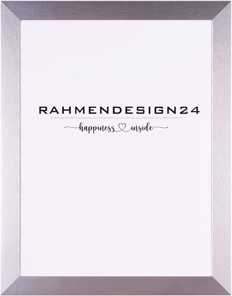 Rahmendesign24 Bilderrahmen Milano 60x60 Silber (hochglanz) Fotorahmen, Wechselrahmen, Posterrahmen,