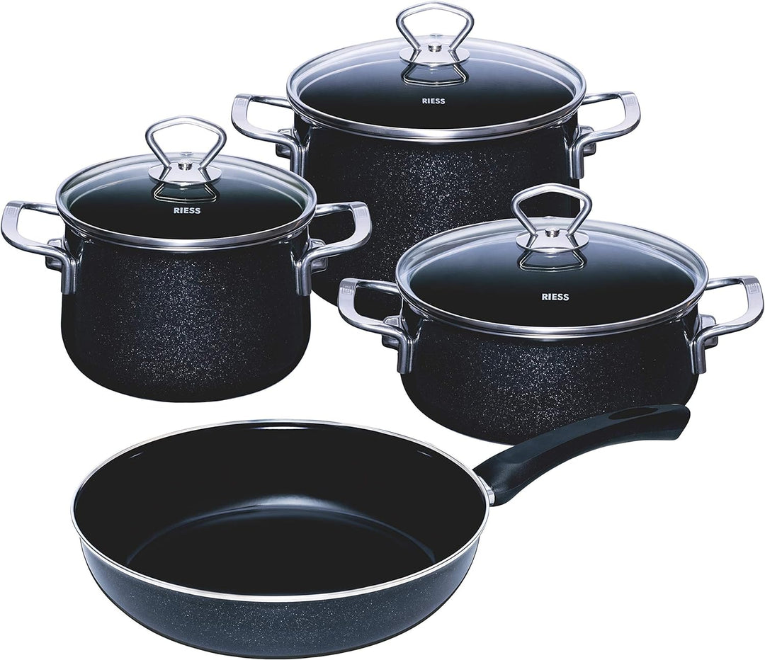 Riess, 0519-009, Starter-Set 4-teilig, Nouvelle - Black Magic EXTRA STARK, Fleischtopf mit Glasdecke