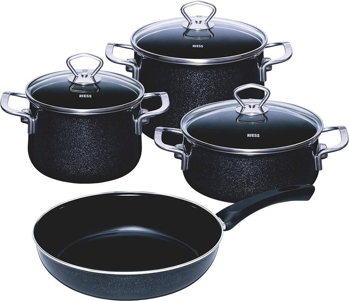Riess, 0519-009, Starter-Set 4-teilig, Nouvelle - Black Magic EXTRA STARK, Fleischtopf mit Glasdecke