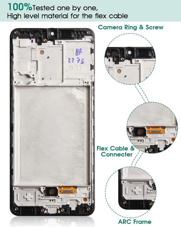 SRJTEK Ersatz-LCD-Display für Samsung Galaxy M31 M315 Bildschirm M315F LCD Display Touch Digitizer A
