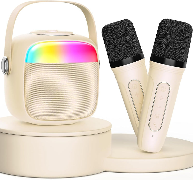 JYX Karaoke Maschine für Kinder & Erwachsene, Mini Karaoke Anlage mit 2 Mikrofonen, Bluetooth Karaok