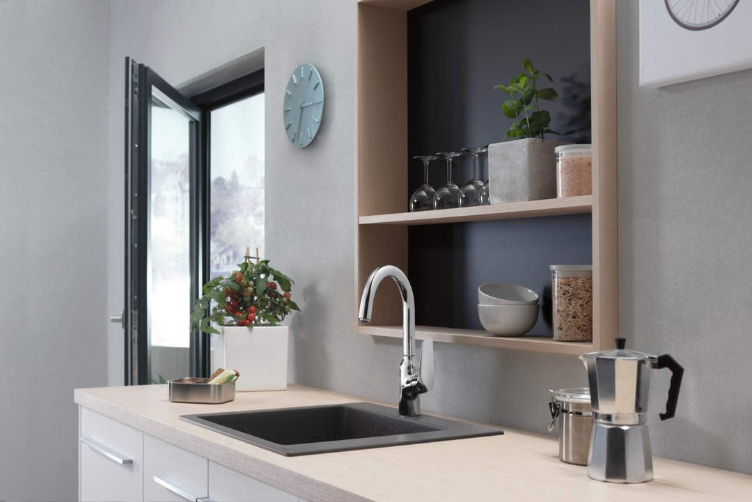 hansgrohe Küchenarmatur (Wasserhahn Küche 360° schwenkbar, hoher Komfort-Auslauf 220mm, Standardansc