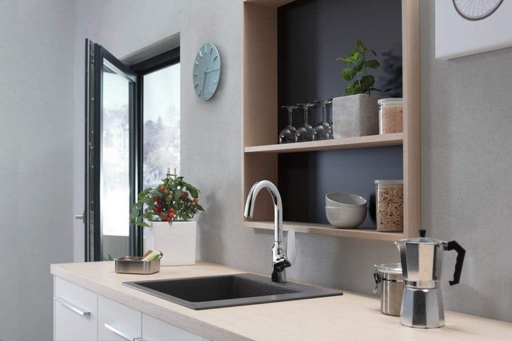 hansgrohe Küchenarmatur (Wasserhahn Küche 360° schwenkbar, hoher Komfort-Auslauf 220mm, Standardansc