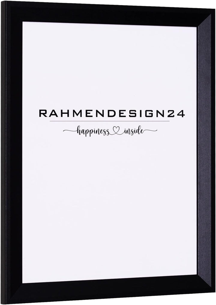 Rahmendesign24 Bilderrahmen Rio 42x59,4 (DIN A2) Schwarz (matt) Fotorahmen, Wechselrahmen, Posterrah