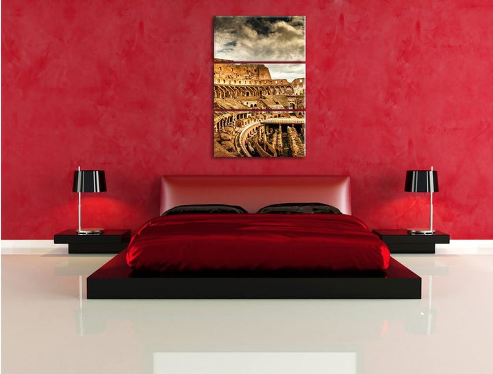 Pixxprint Colloseum in Rom von innen als Leinwandbild/Grösse: 3 Teilig (120x80 cm) cm/Wandbild/Kunst